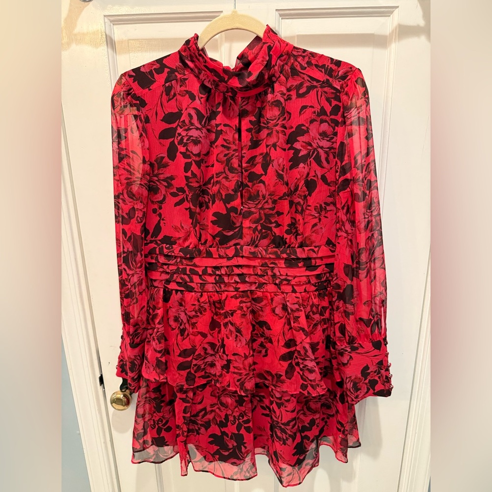 Amanda Uprichard Red and Black Floral Dress
